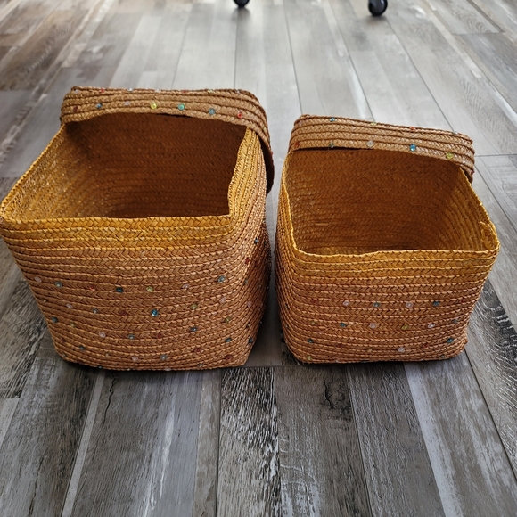 Woven Stackable Nesting Baskets Pair - Picture 5 of 9